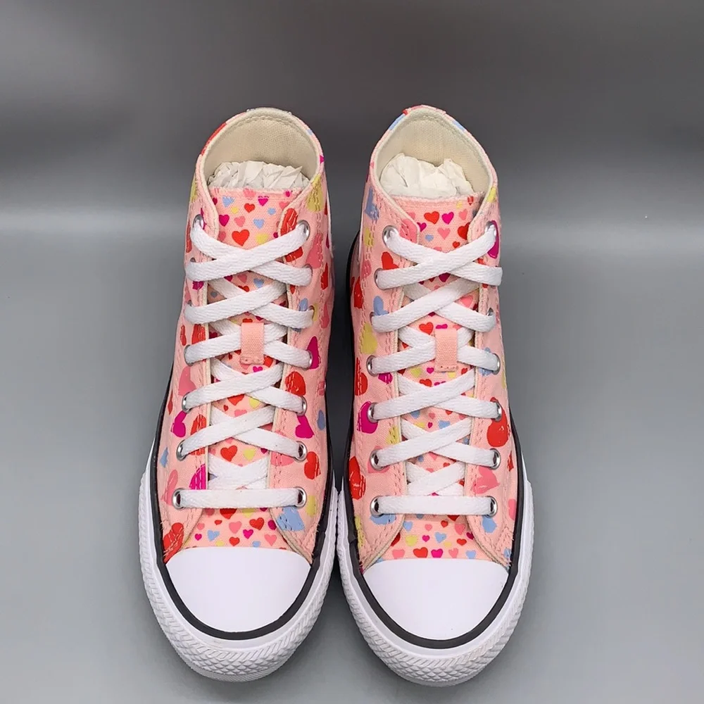 Converse Kids Sneakers - Pink with Multicolor Hearts - Picture 5 of 14